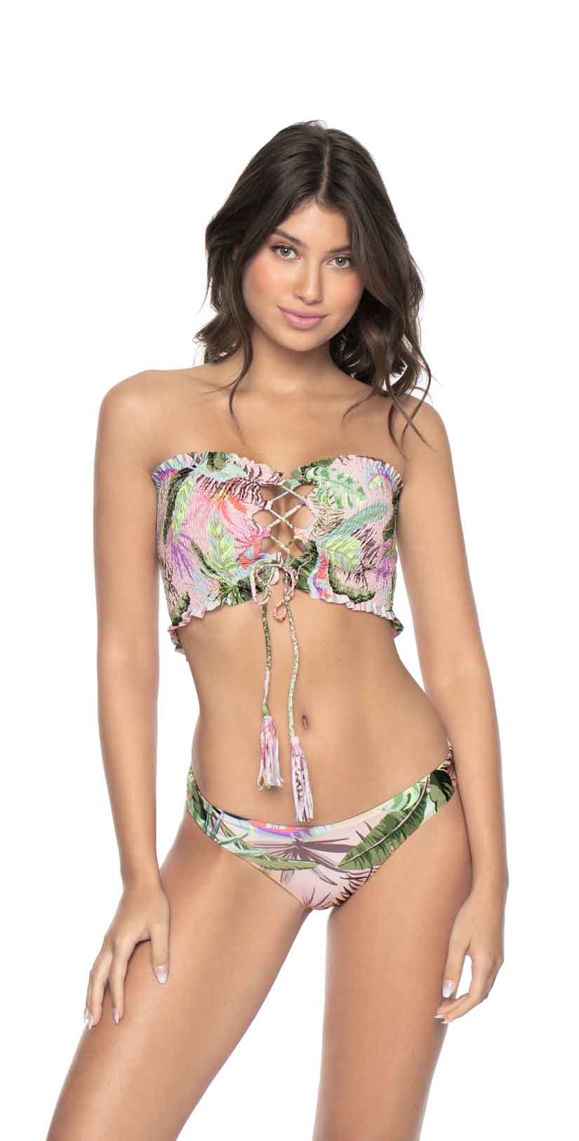  PilyQ Bahamas Smocked Bandeau Bikini Top
