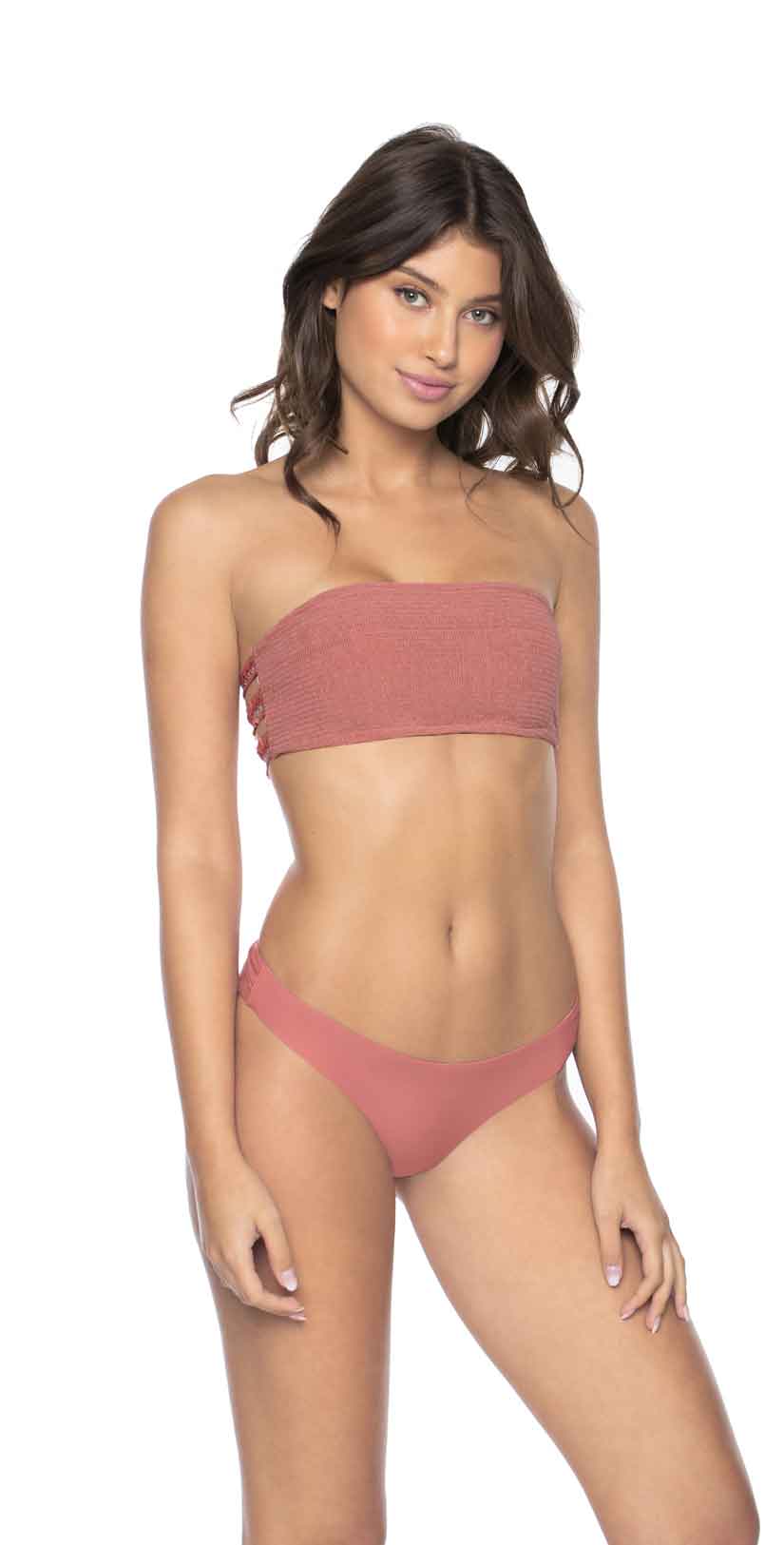  PilyQ Lotus Basic Ruched Full Bikini Bottom
