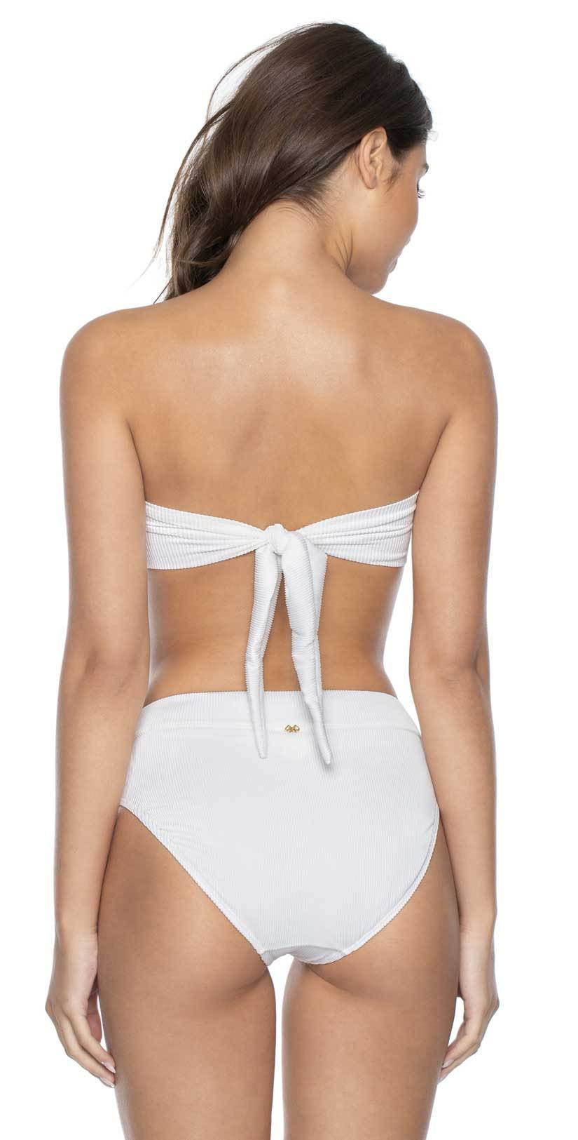  PilyQ White Pearl Detail Bandeau Bikini Top