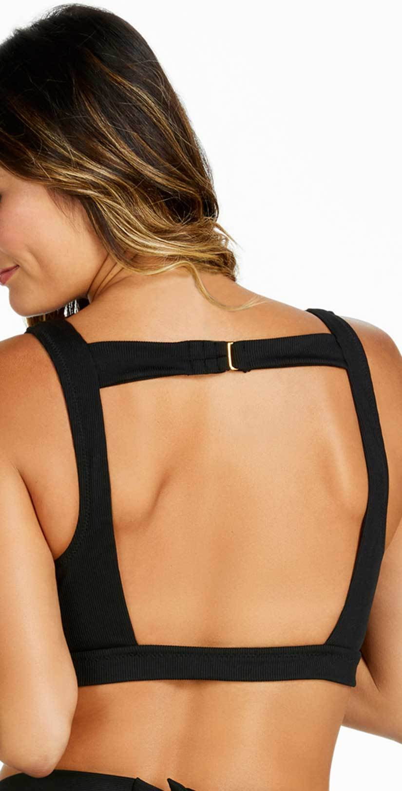  Raisins Ribbed Summer Halter Top In Black Y710282-BLK