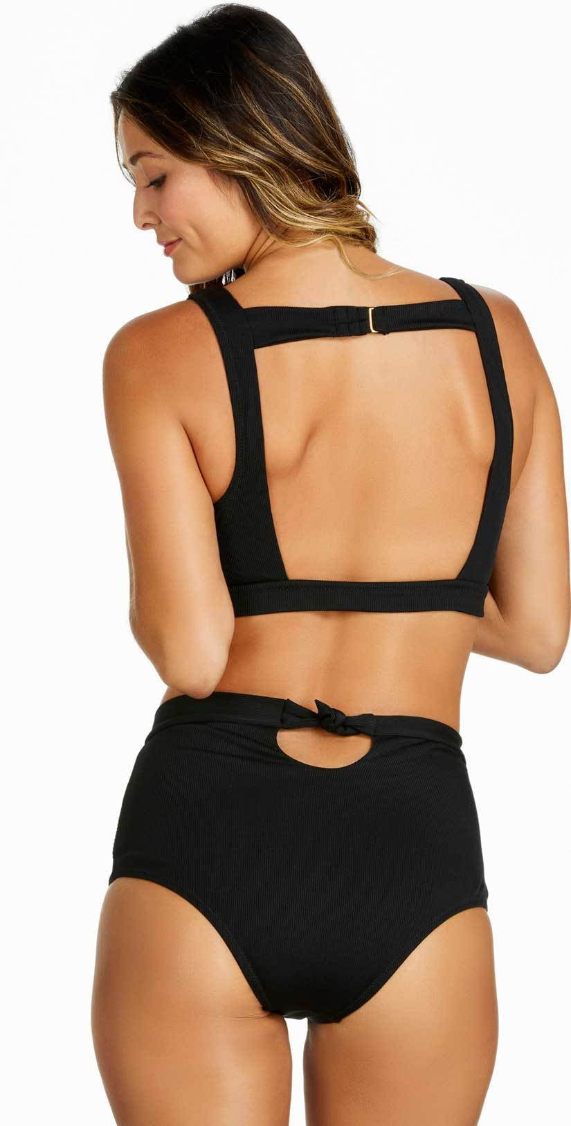  Raisins Ribbed Summer Halter Top In Black Y710282-BLK