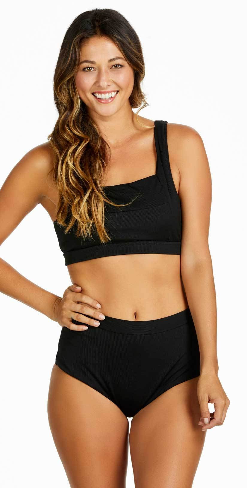  Raisins Ribbed Summer Halter Top In Black Y710282-BLK