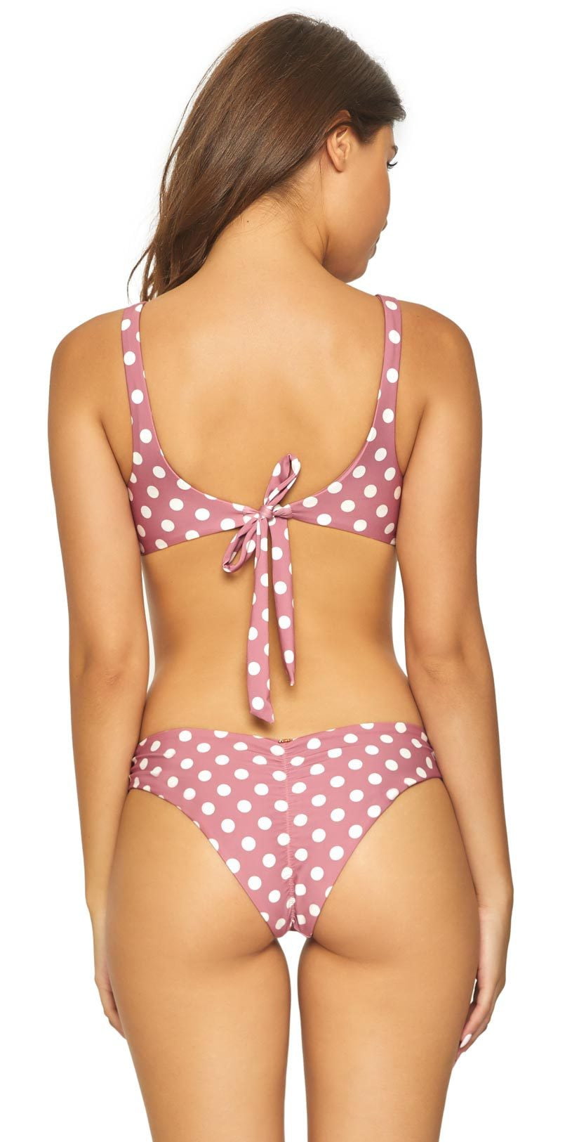  PilyQ Dot Basic Ruched Teeny Cut Bikini Bottom