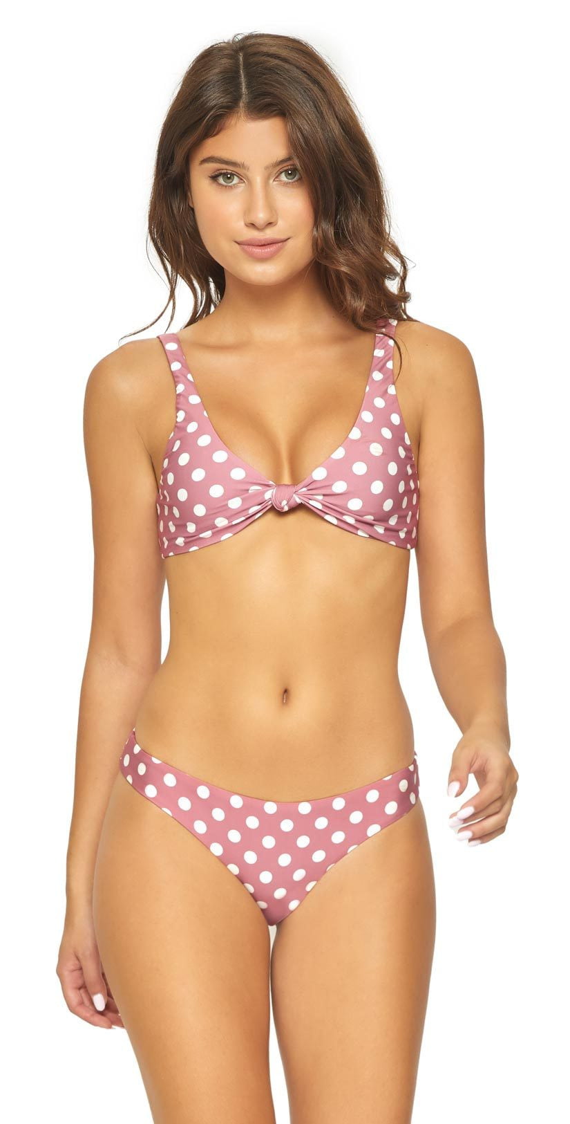  PilyQ Dot Basic Ruched Teeny Cut Bikini Bottom