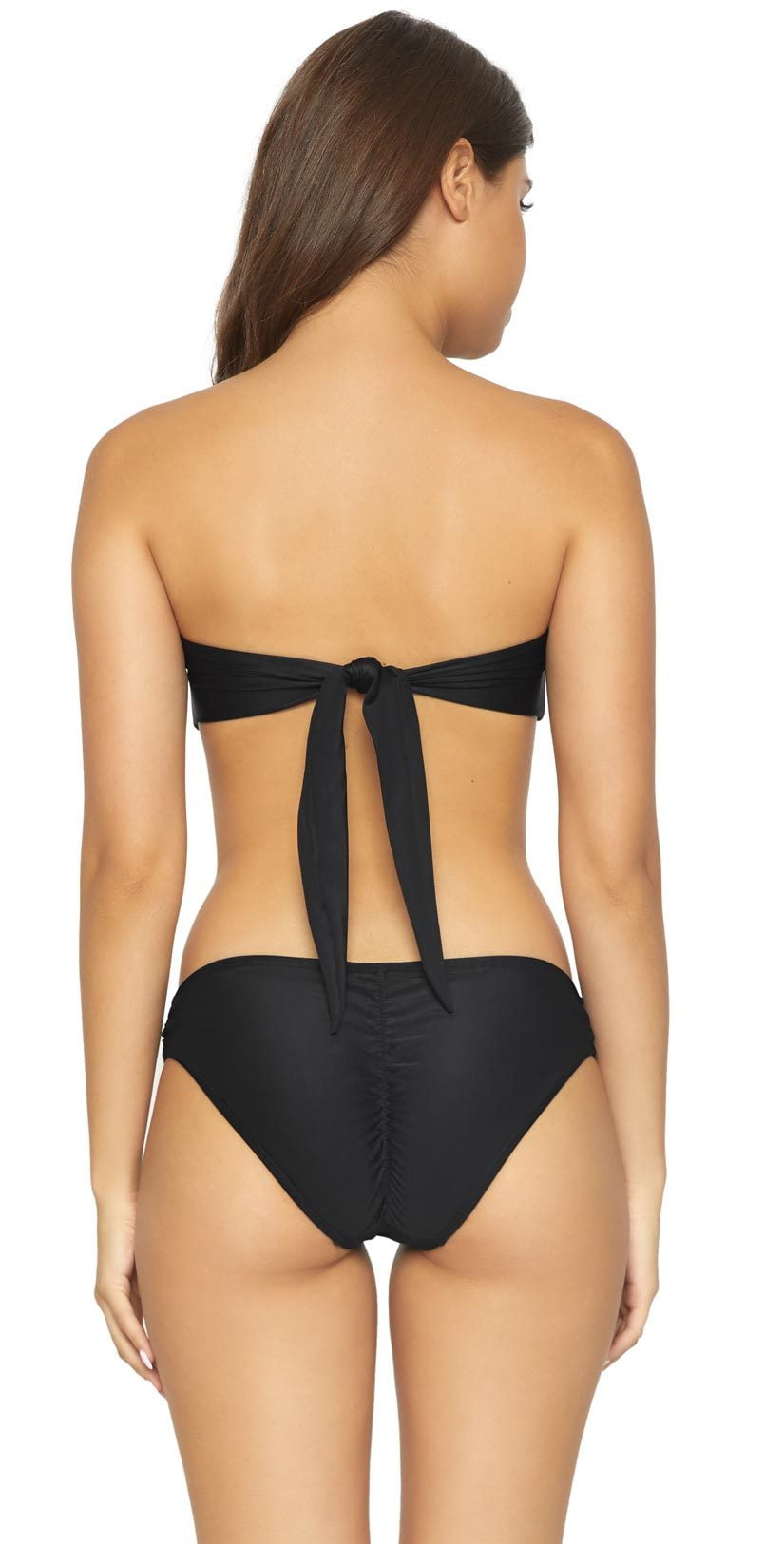  PilyQ Dusty Rose Knot Full Cut Bikini Bottom In Black