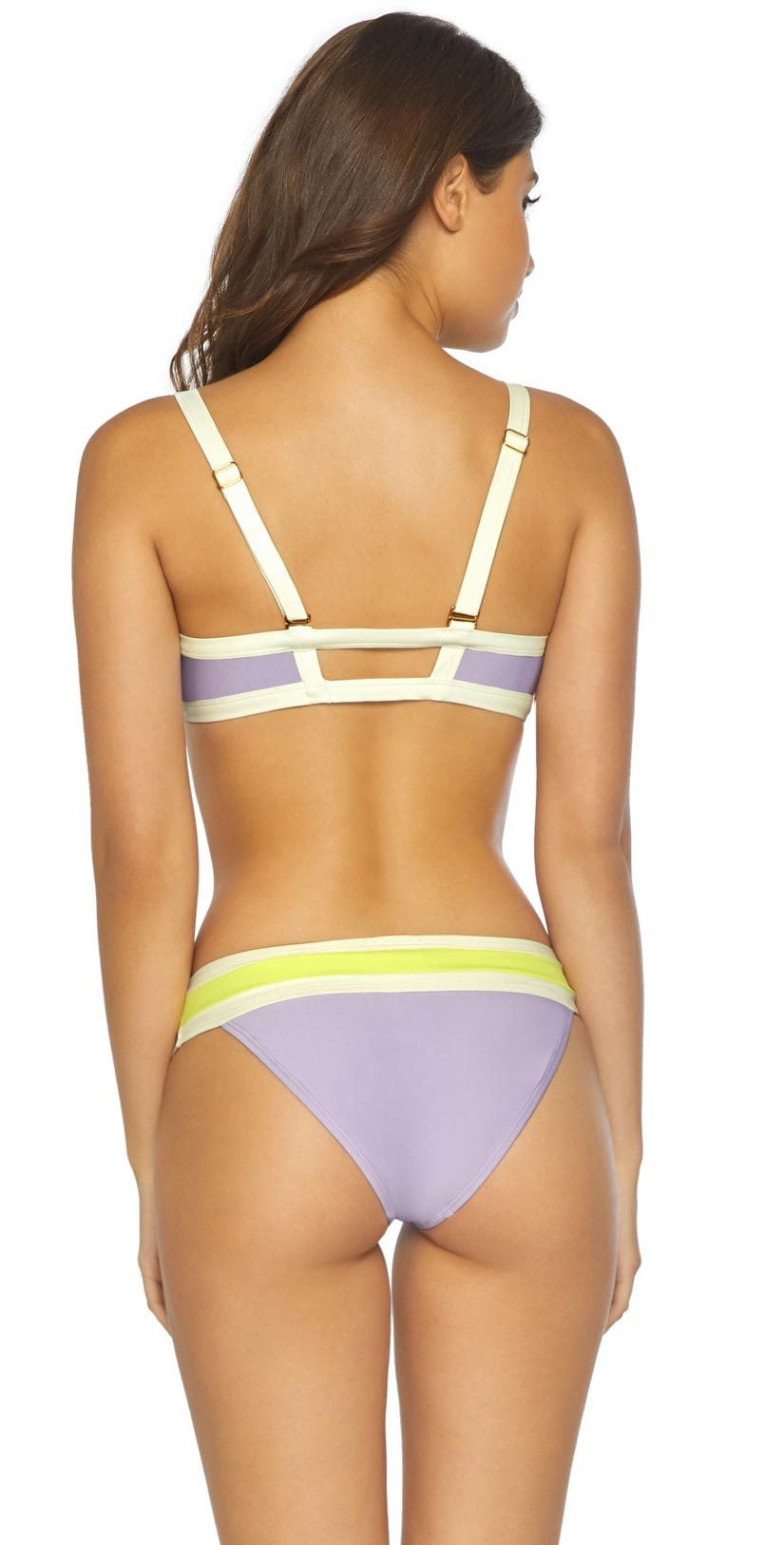 PilyQ Color Block Keyhole Halter Top In Lavender