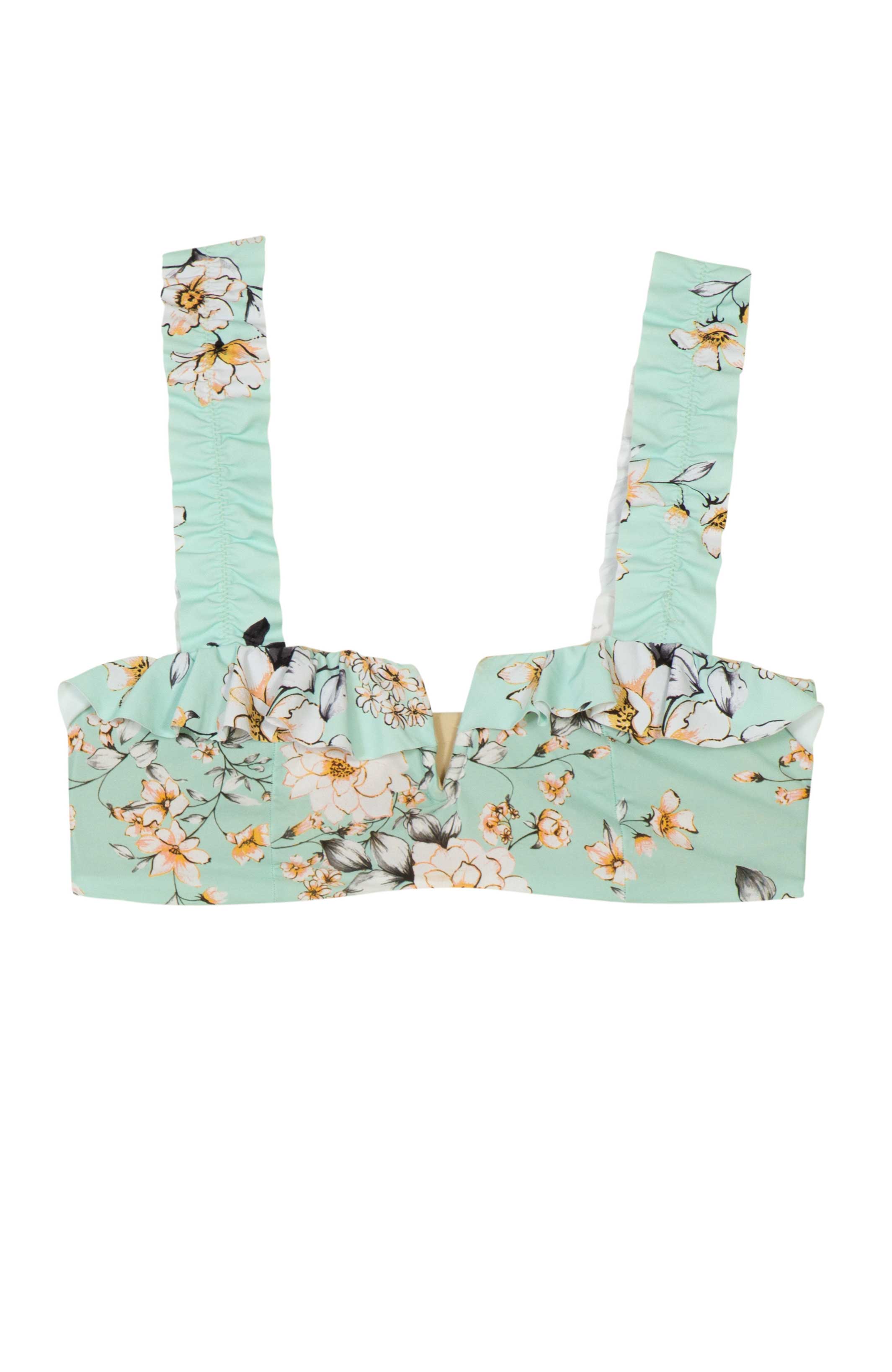  PQ Swim Posies Ruffle V Neck Bikini Top