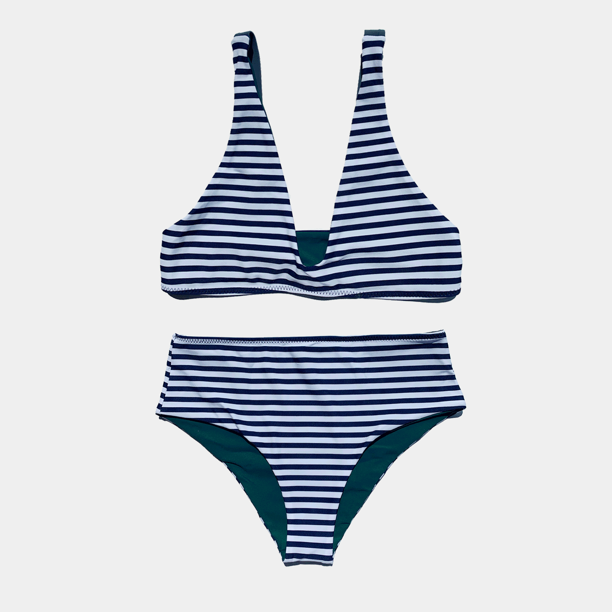  Brasilia Reversible Bikini Top - Navy Stripe