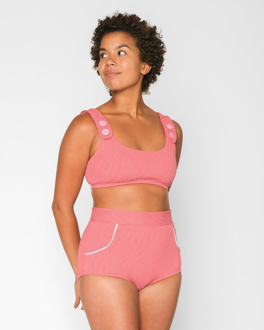  Georgia High Waist Bikini Bottom - Flamingo
