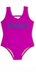  Shade Critters Girls Firecracker One Piece Swimsuit In Pink