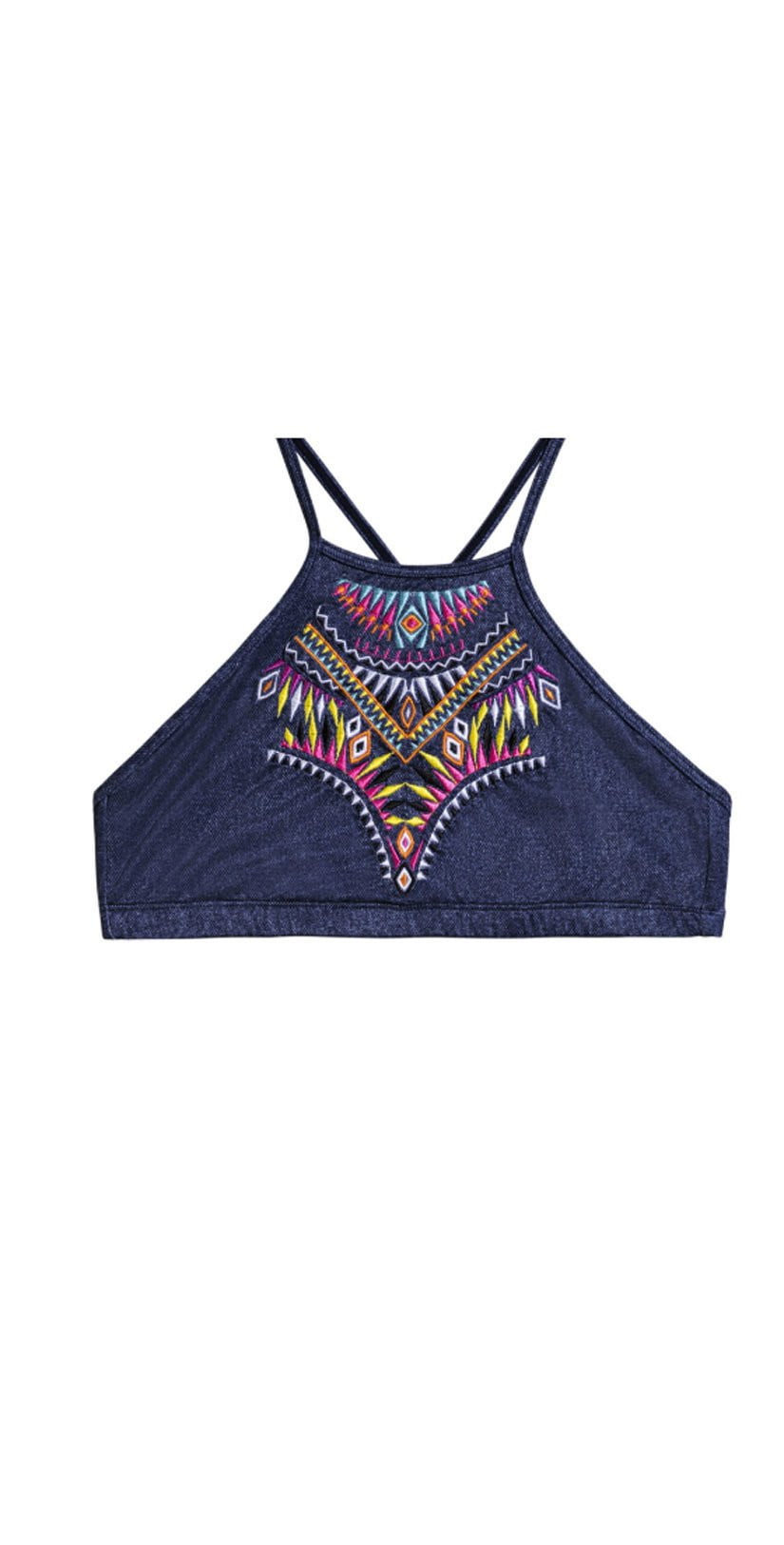  PilyQ Cayman Embroidered Gypsy Halter Bikini Top