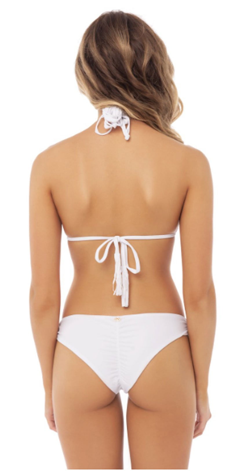  PilyQ Water Lily Isla Triangle Bikini Top In White