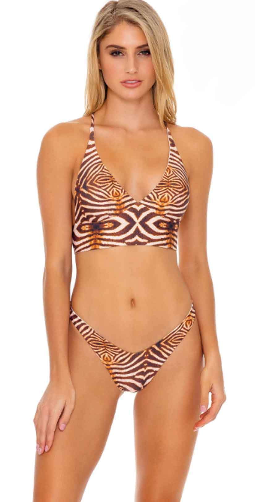  Luli Fama Safari Dreams High Leg Bottom In Brown