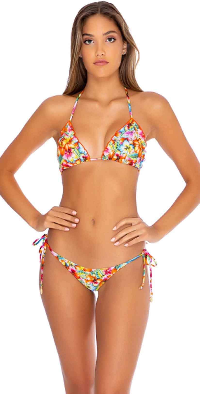  Luli Fama Wildflower Ruffle Triangle Bikini Top