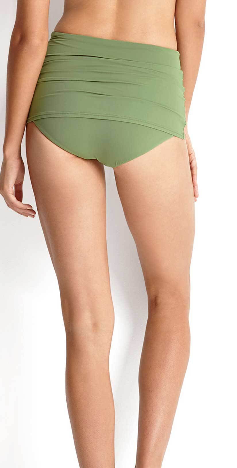  Seafolly High Waist Skirted Bottom In Moss