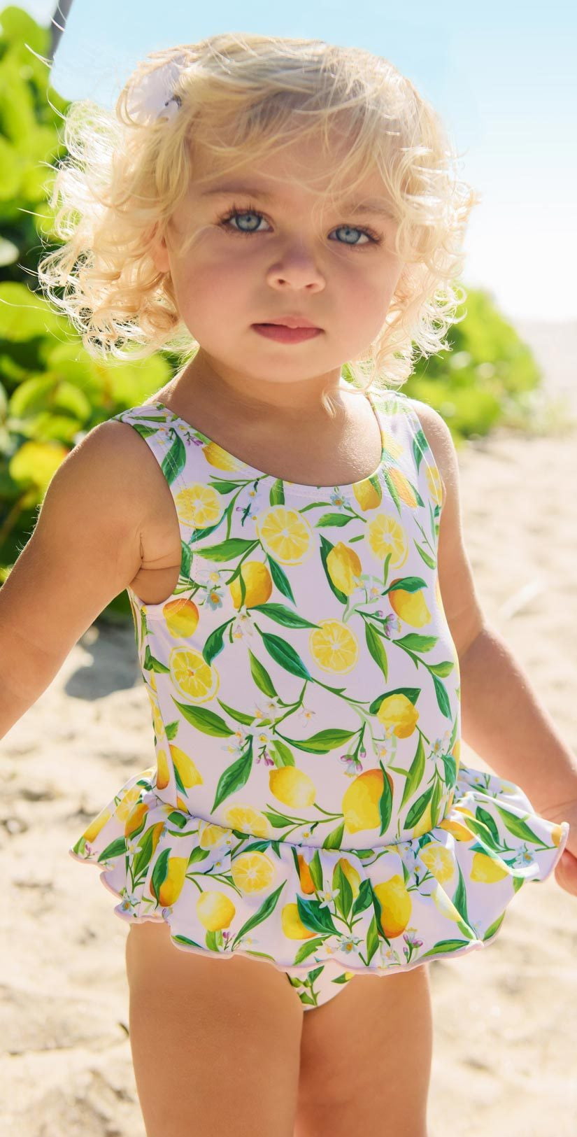  Snapperrock Little Girl's Lemon Skirted Swimsuit G13078