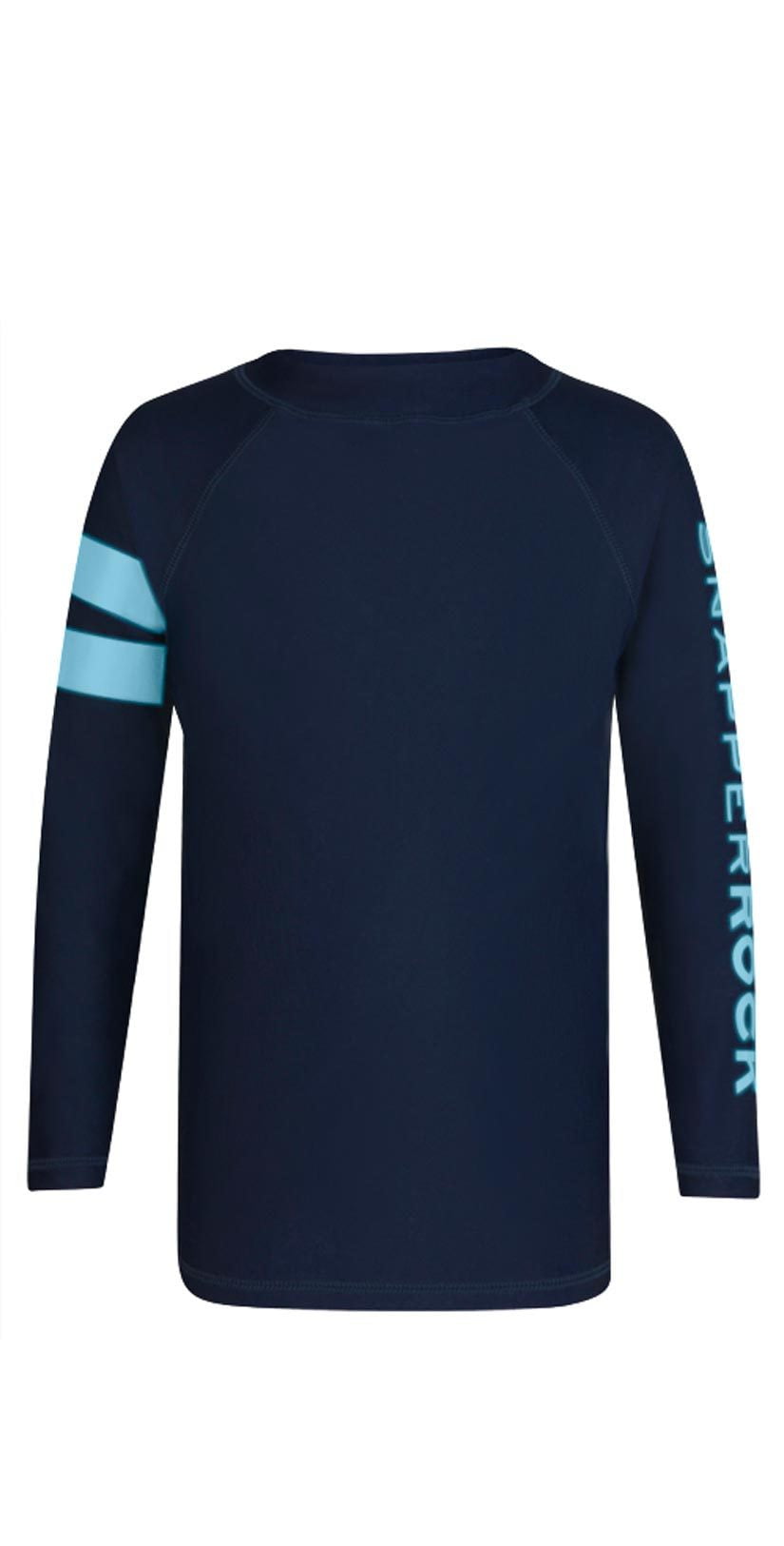  Snapperrock Boy's Arm Band Long Sleeve Rashguard Top In Navy B20053L