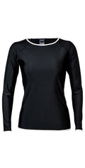  Snapperrock Ladies Black With White Trim Rashguard Top L20002L