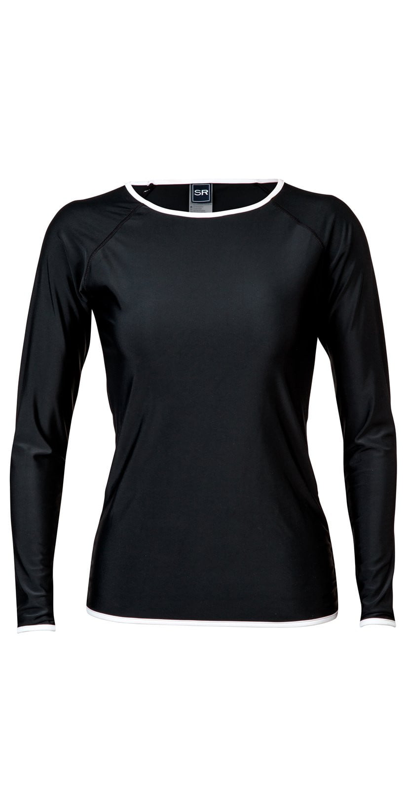  Snapperrock Ladies Black With White Trim Rashguard Top L20002L