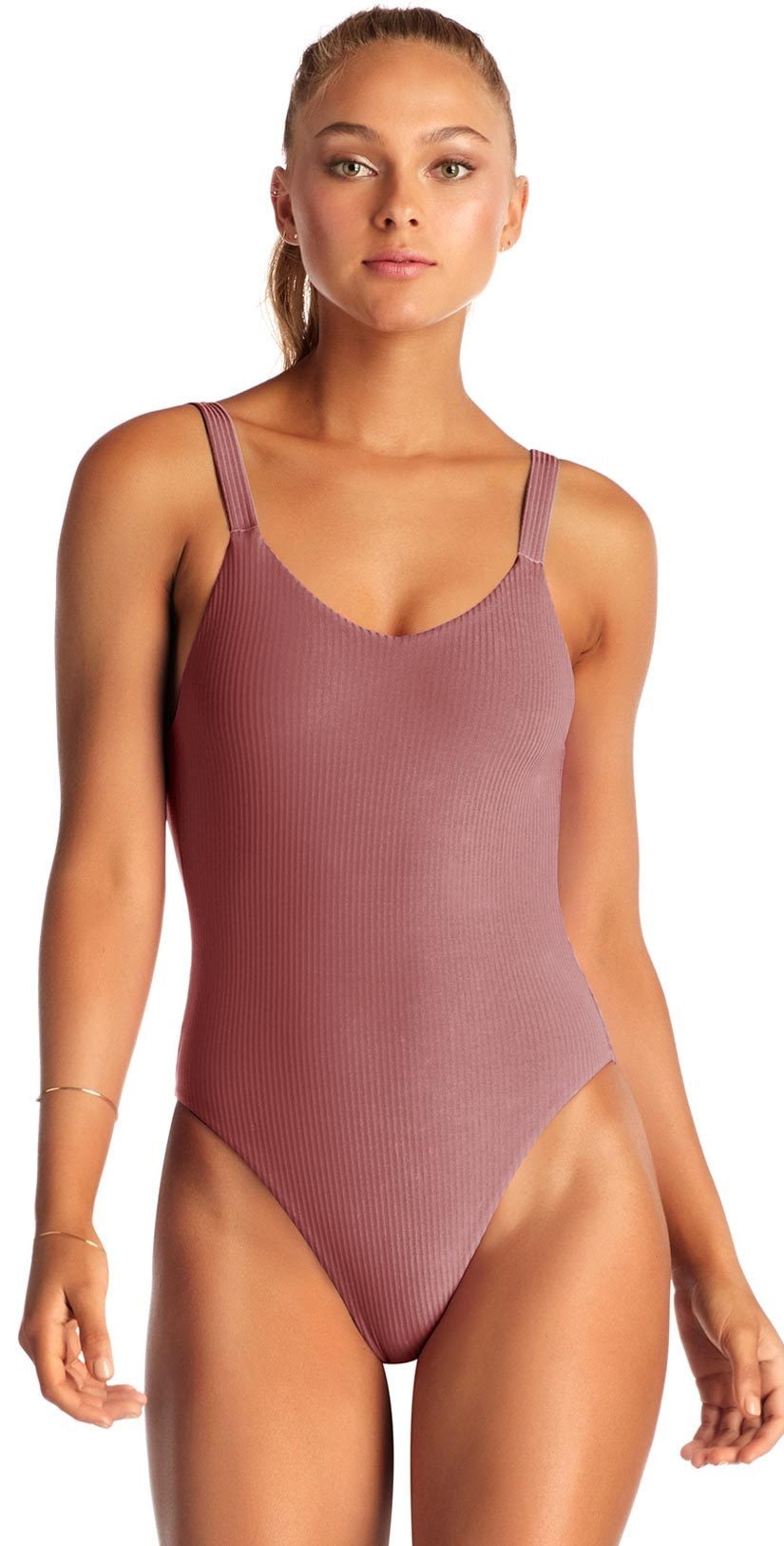  Vitamin A Leah EcoRib One Piece Bodysuit In Rose 76M DRR