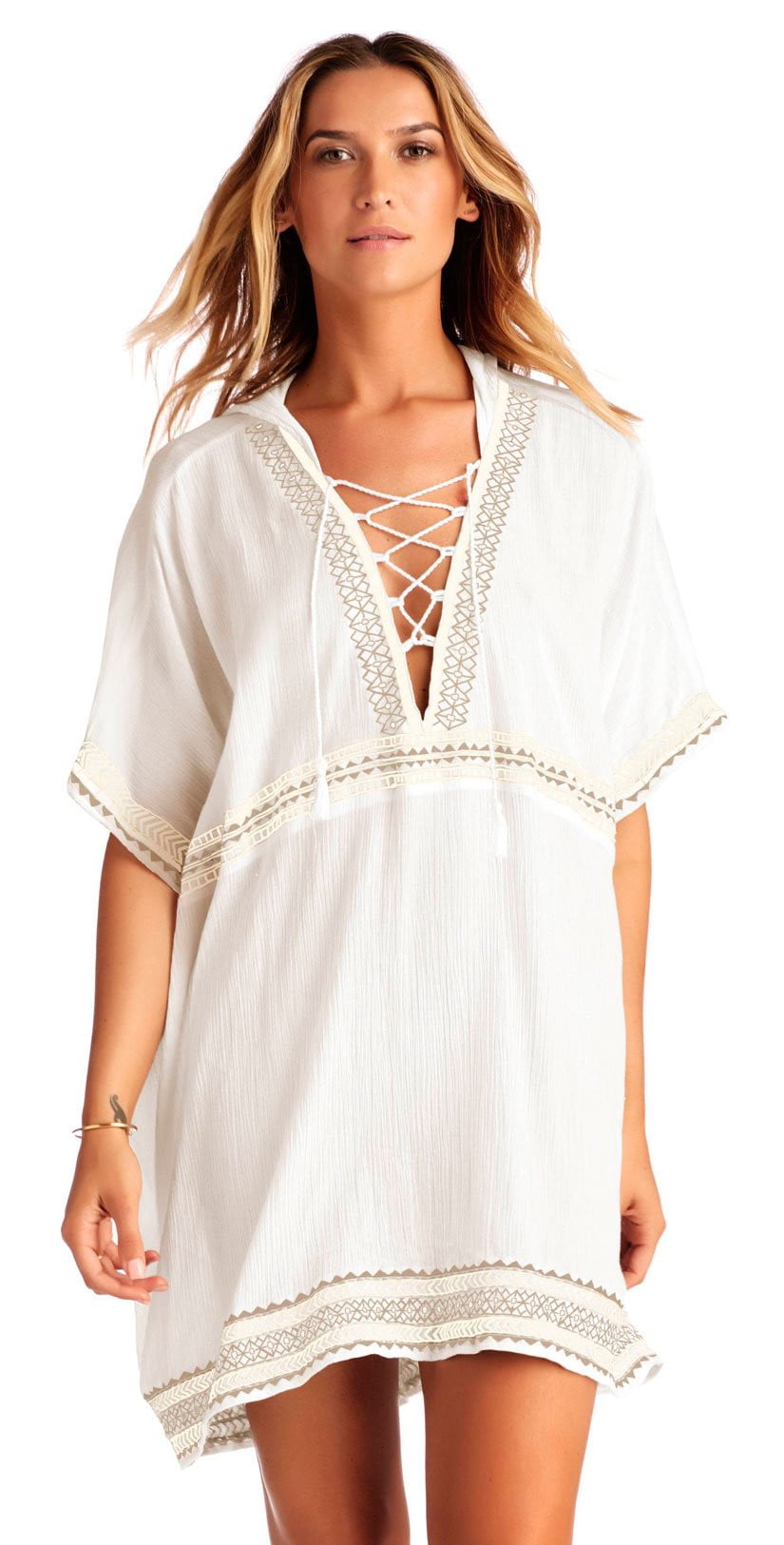  Vitamin A Isabell Windswept Short Gauze Caftan In White 7CS WEG