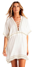  Vitamin A Isabell Windswept Short Gauze Caftan In White 7CS WEG