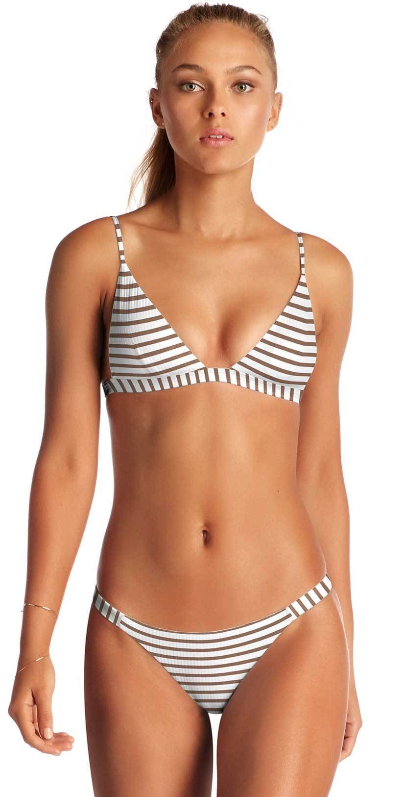  Vitamin A Carmen Bikini Bottom In Cocoa Marin Stripe 84B MSD