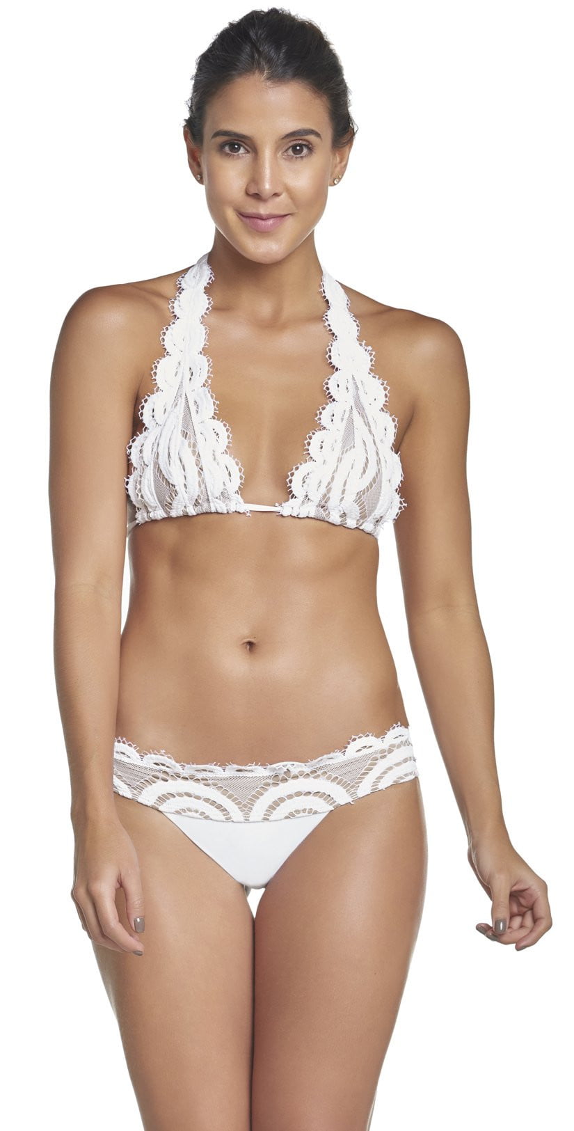  PilyQ Water Lily Lace Banded Full Cut Bikini Bottom