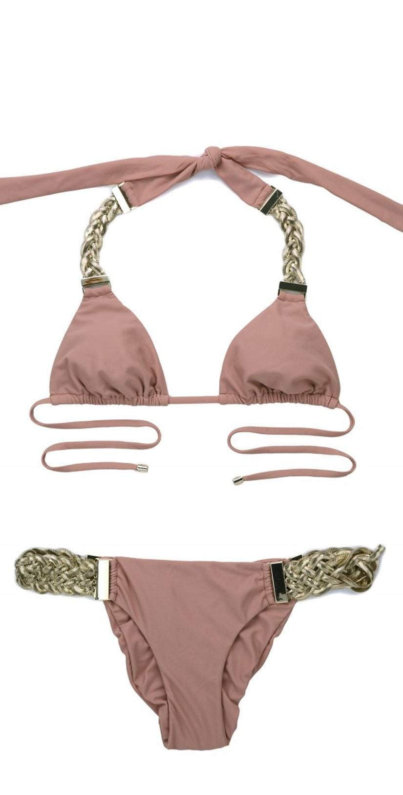  Beach Bunny Alexa Triangle Top In Whiskey Rose
