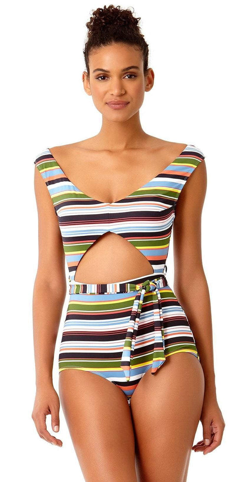  Anne Cole Studio Over The Shoulder Sash One Piece Swimsuit