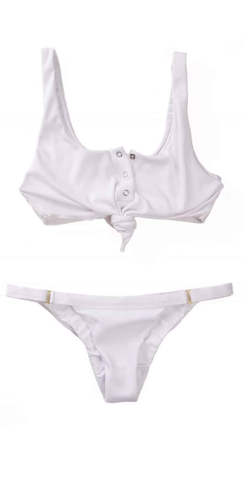  The Beach Bunny Rib Knot Bralette Bikini In White