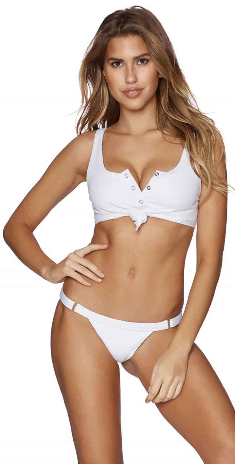  The Beach Bunny Rib Knot Bralette Bikini In White