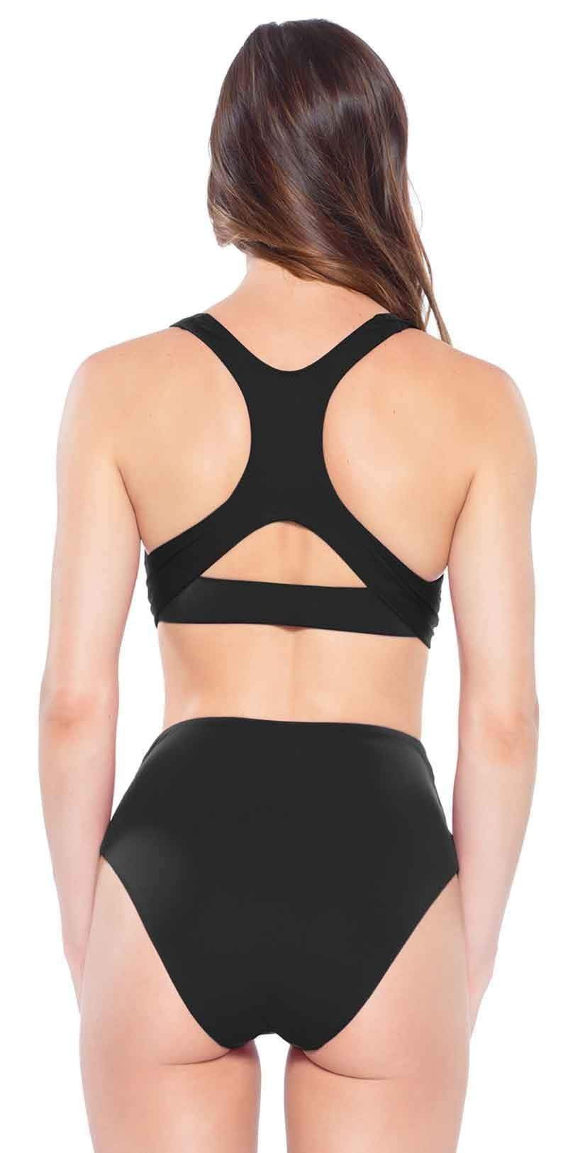 Becca Color Code Racer Back Bikini Top In Black