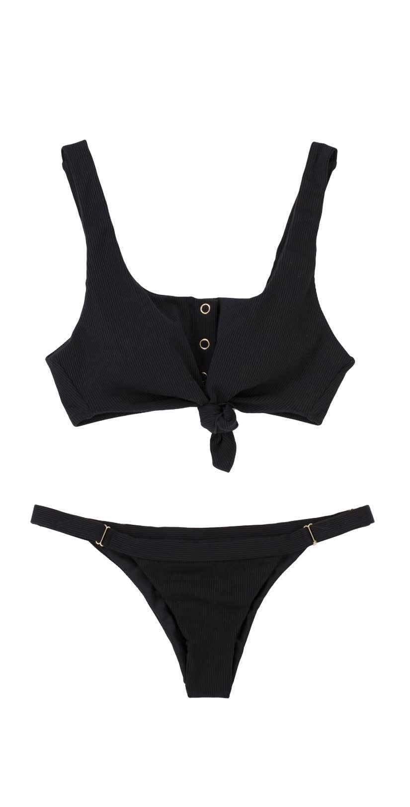  Beach Bunny Rib Tide Skimpy Bottom In Black