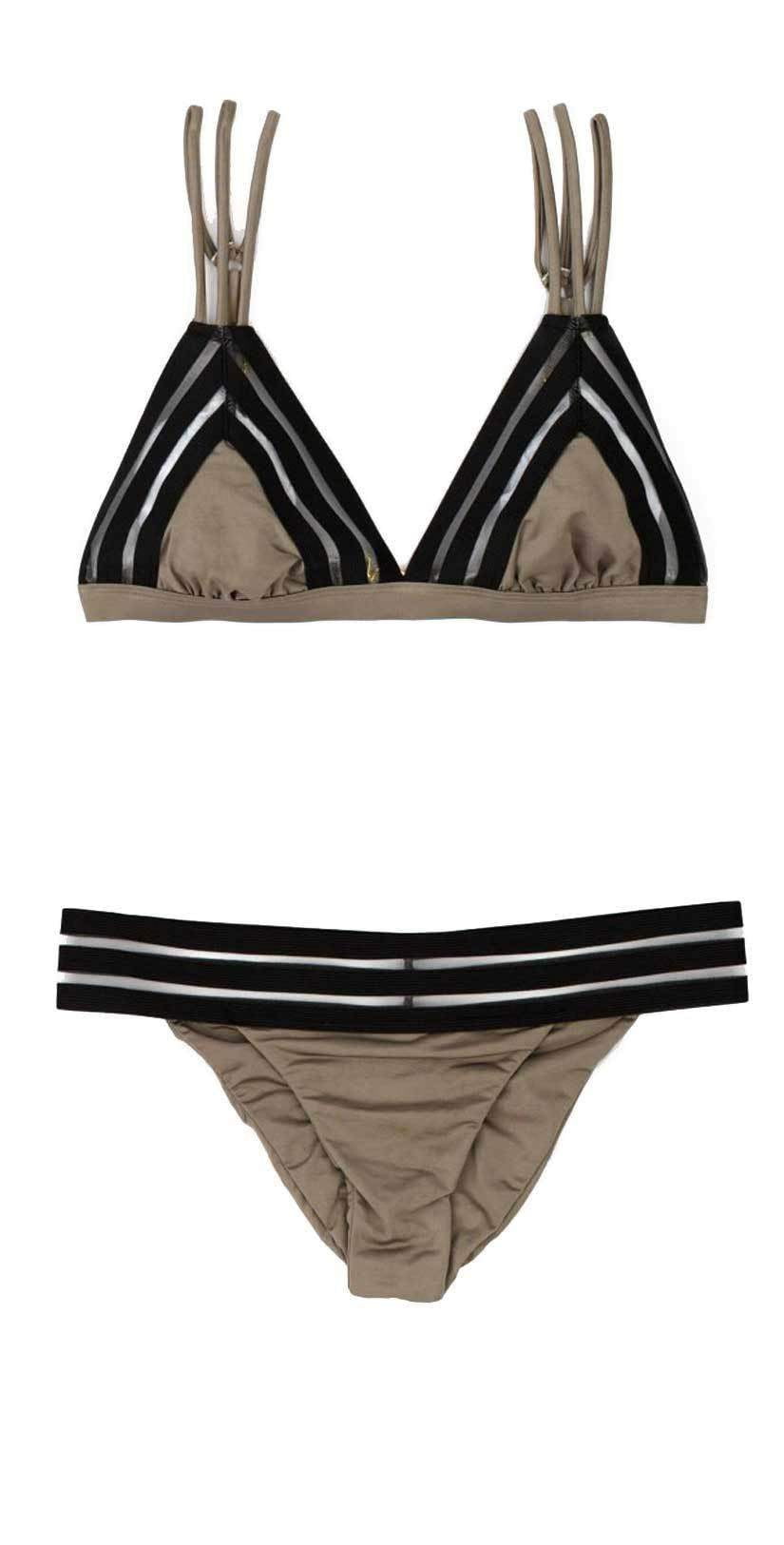  Beach Bunny Sheer Addiction Triangle Top In Taupe