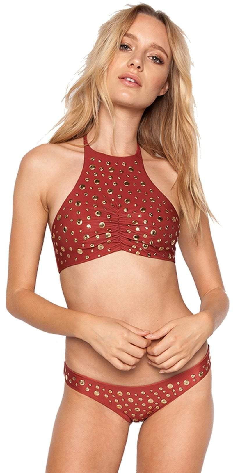  Beach Riot Madison High Neck Studded Halter Top In Sienna ASIEHT-SIE