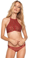  Beach Riot Madison High Neck Studded Halter Top In Sienna ASIEHT-SIE