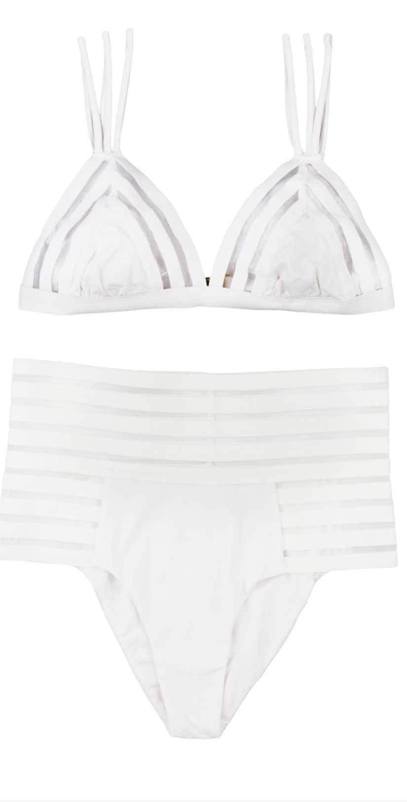  Beach Bunny Sheer Addiction High Waist Bikini Bottom In White