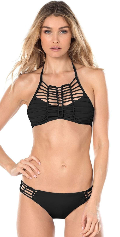  Becca No Strings Attached High Neck Top In Black 859587-BLK