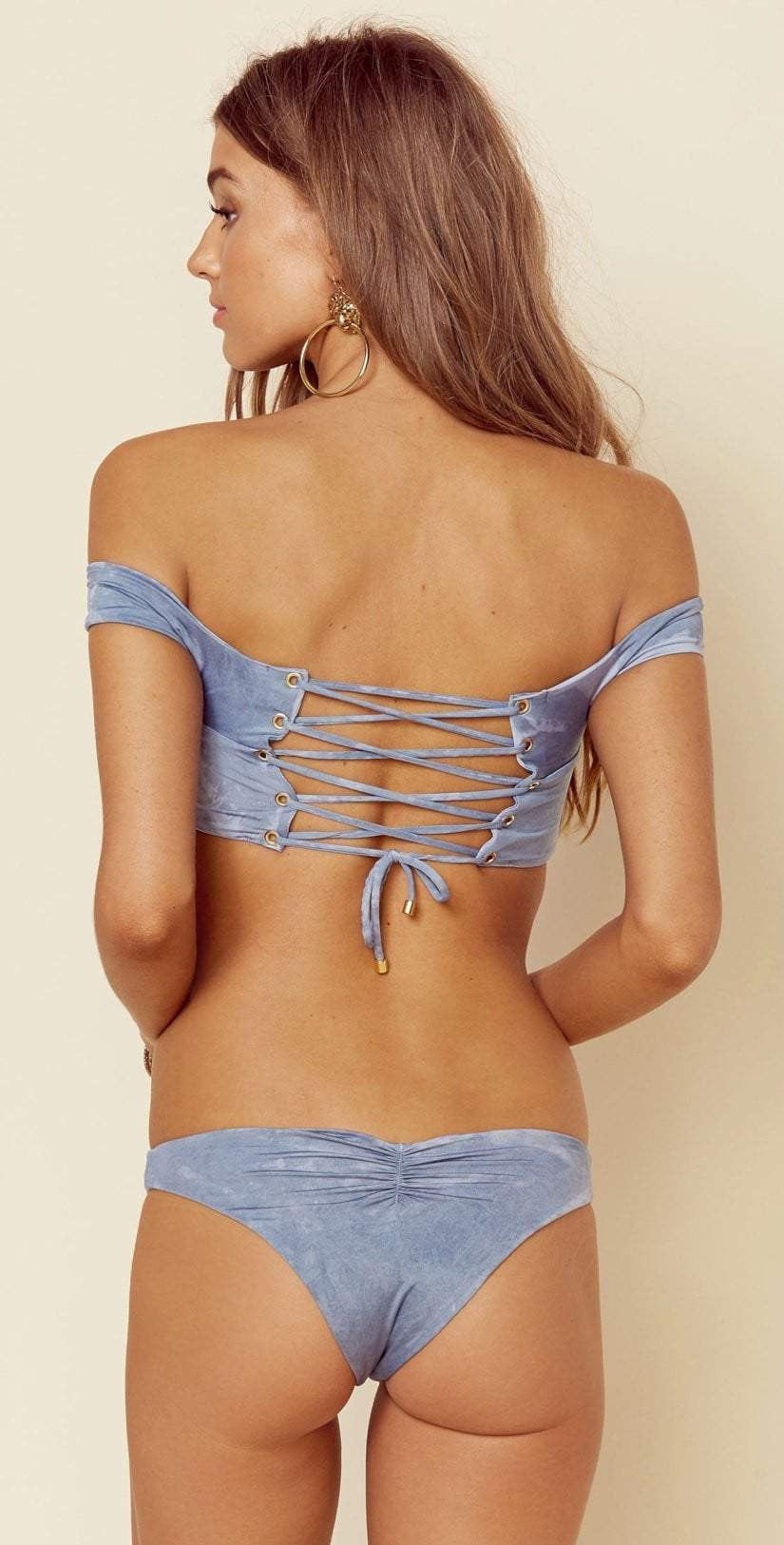  Blue Life Rising Sun Off The Shoulder Top In Ice Blue Tie Dye 238-2520