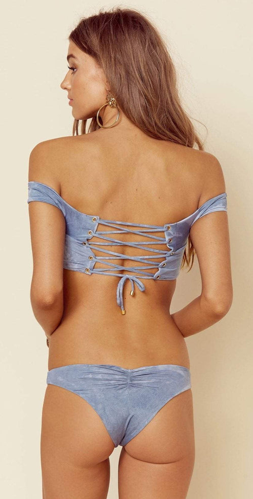  Blue Life Rising Sun Off The Shoulder Top In Ice Blue Tie Dye 238-2520