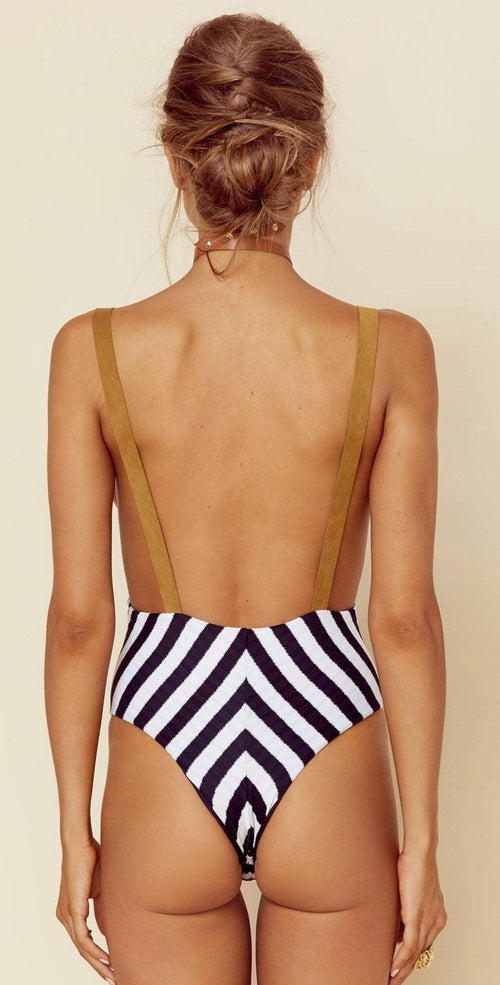  Blue Life Buckled Overall One Piece In Stripe 437-9464 STRP