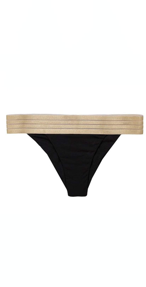  Beach Bunny Sheer Addiction Bikini Bottom In Black And Gold