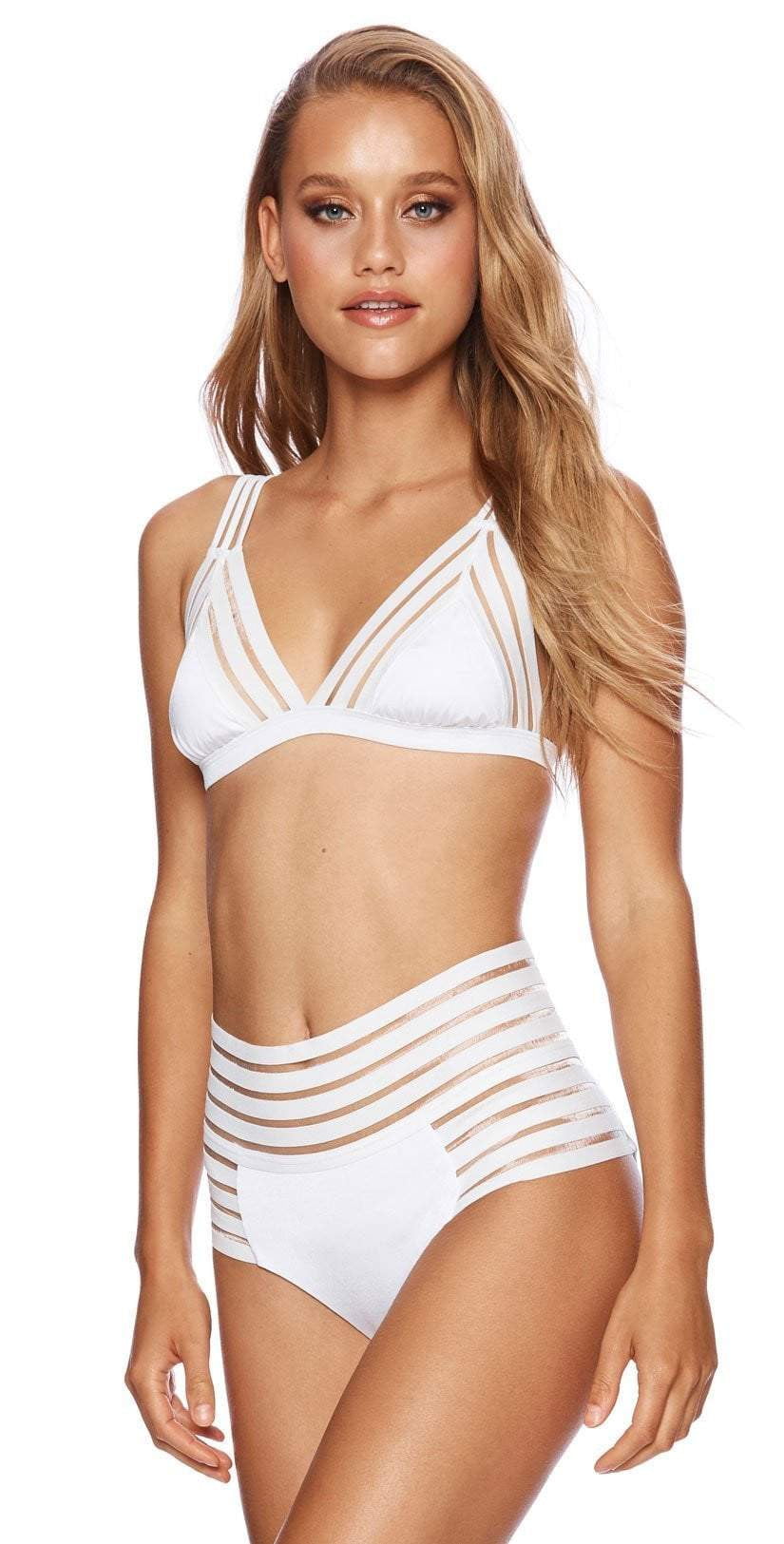  Beach Bunny Sheer Addiction High Waist Bikini Bottom In White