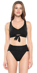  Becca Color Code Racer Back Bikini Top In Black