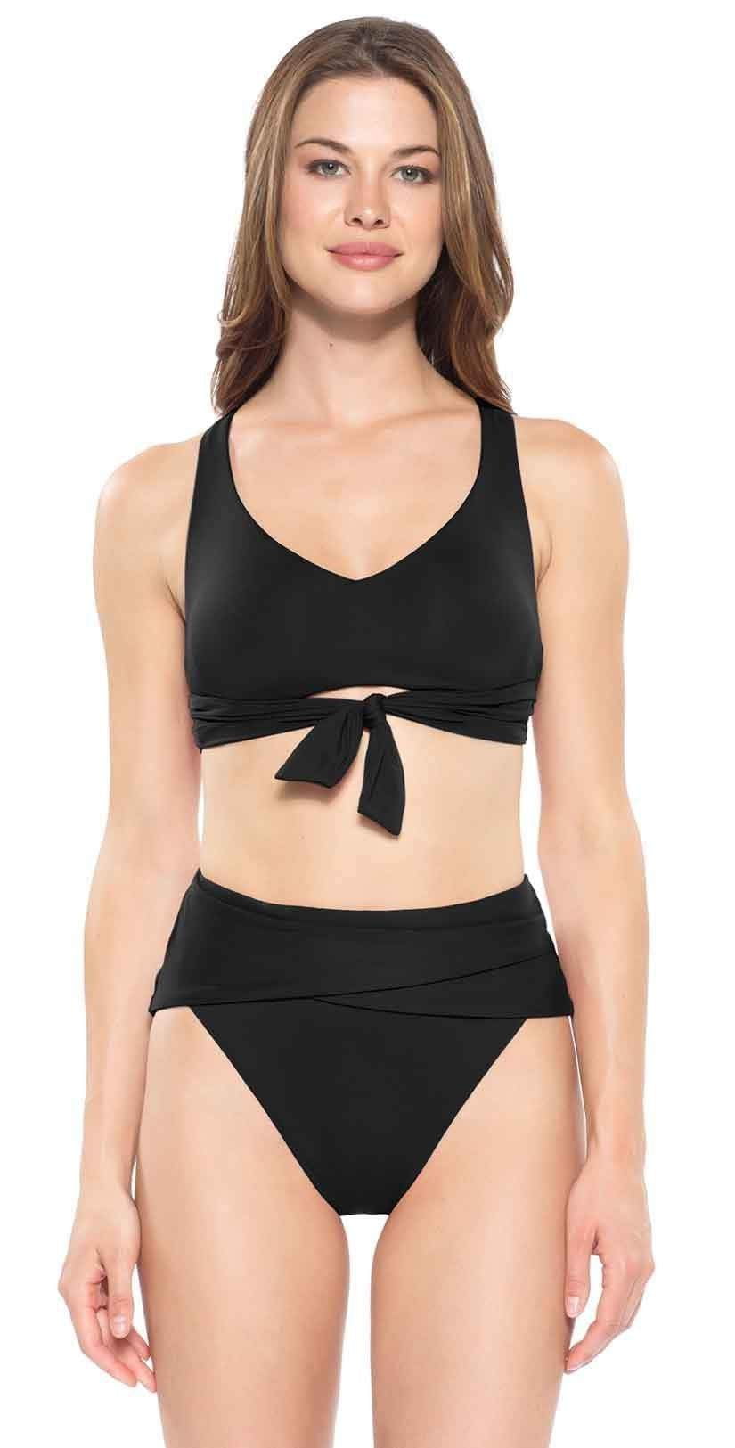  Becca Color Code Racer Back Bikini Top In Black