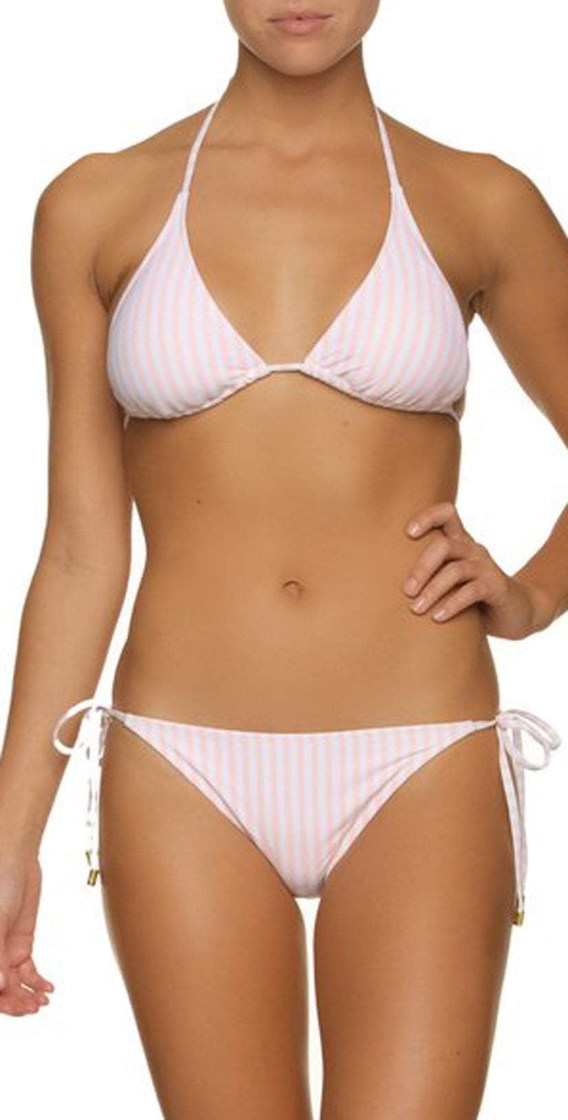  Helen Jon Pink And White Stripe String Bikini Top HJLE-0104-PWP