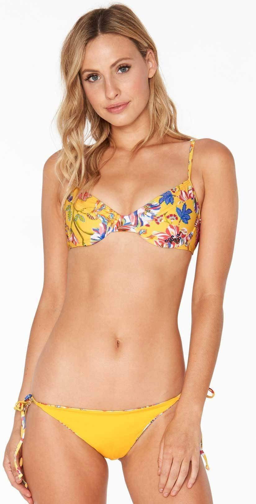  L*Space Lily Pacific Bloom Bikini Bottom In Sunshine Gold