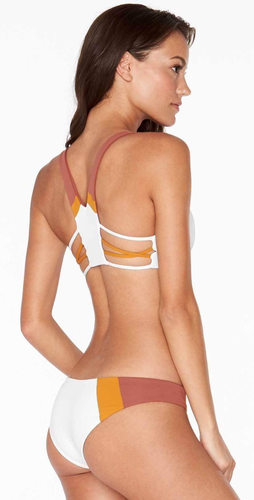  L Space Mia Color Block Bottom In White CBMAC18-WHT