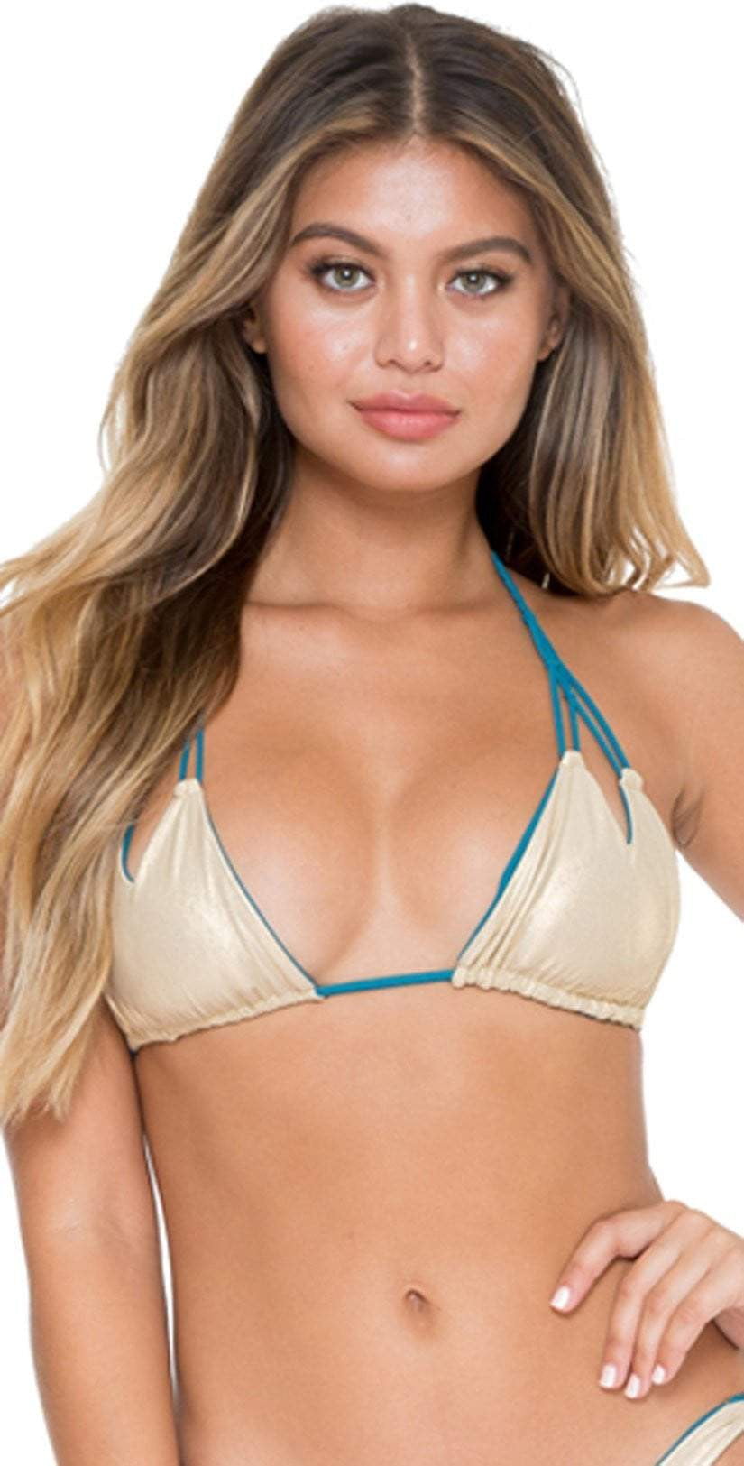  Luli Fama Cosita Buena Knotted Triangle Bikini Top In Exuma